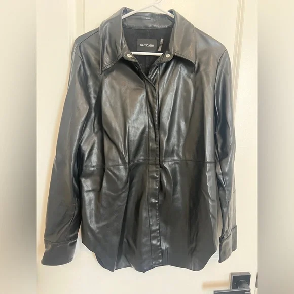 DOLCE CABO Faux Vegan Leather Button Up Shirt SIZE Small NWOT - Picture 5 of 11